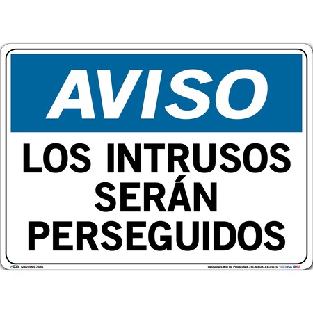 Vestil Vinyl Label Sign, 10-1/2" Height, 14-1/2" Width, Vinyl Label, Rectangle, Spanish SI-N-40-C-LB-011-S
